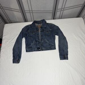 Women’s American Eagle Distressed Crop Denim Trucker Jacket - Size M